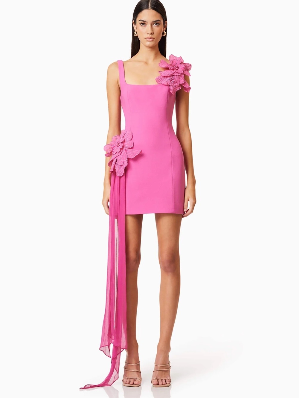 Elliatt Janelle party mini dress 3D appliqué flowers- size large